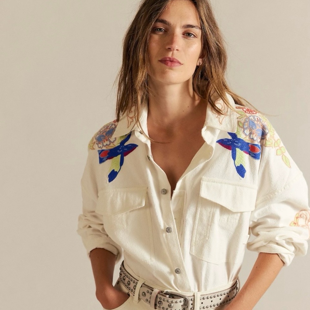 NWT Free People We The Free Take Flight button down, size small.